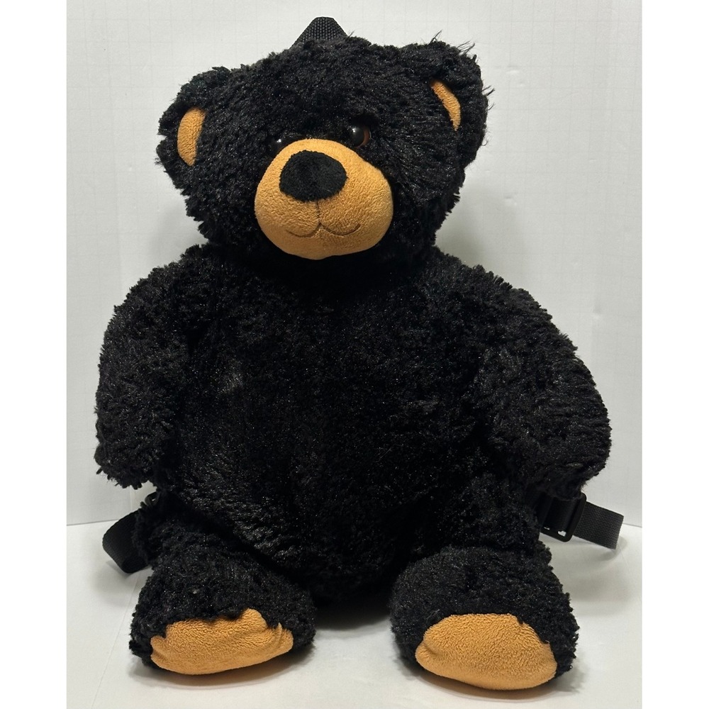 Unipak Kiwi Black Bear Plush Backpack 14 Inch Faux Fur Stuffed Animal Bag 2015